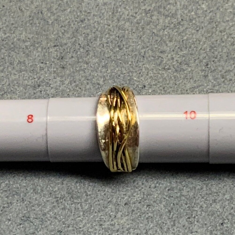 Premier Designs Chunky Ring Size 9 Silver Gold Plated Band Stamped G P Vintage - Picture 4 of 6